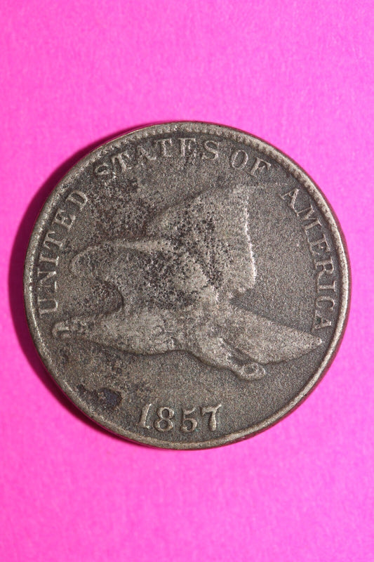 1857 Flying Eagle Cent Penny Exact Scarce Early Type Coin as Pictured 41