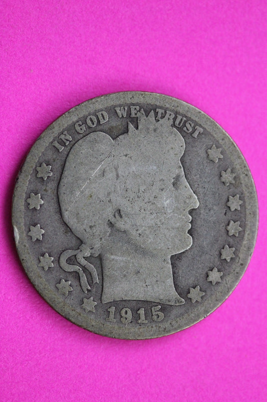 1915 S Barber Liberty Silver Quarter Scarce Guaranteed Authentic Rare Coin 0891