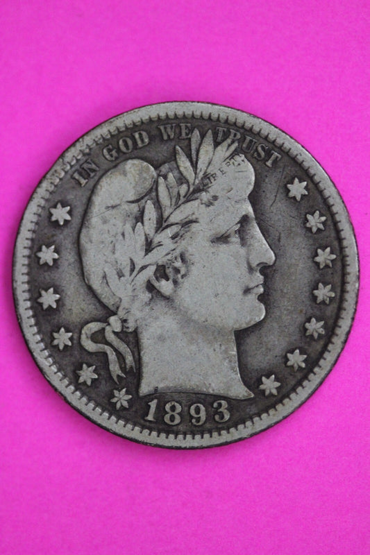 1893 S Barber Liberty Silver Quarter Guaranteed Authentic & Genuine Coin 0611N