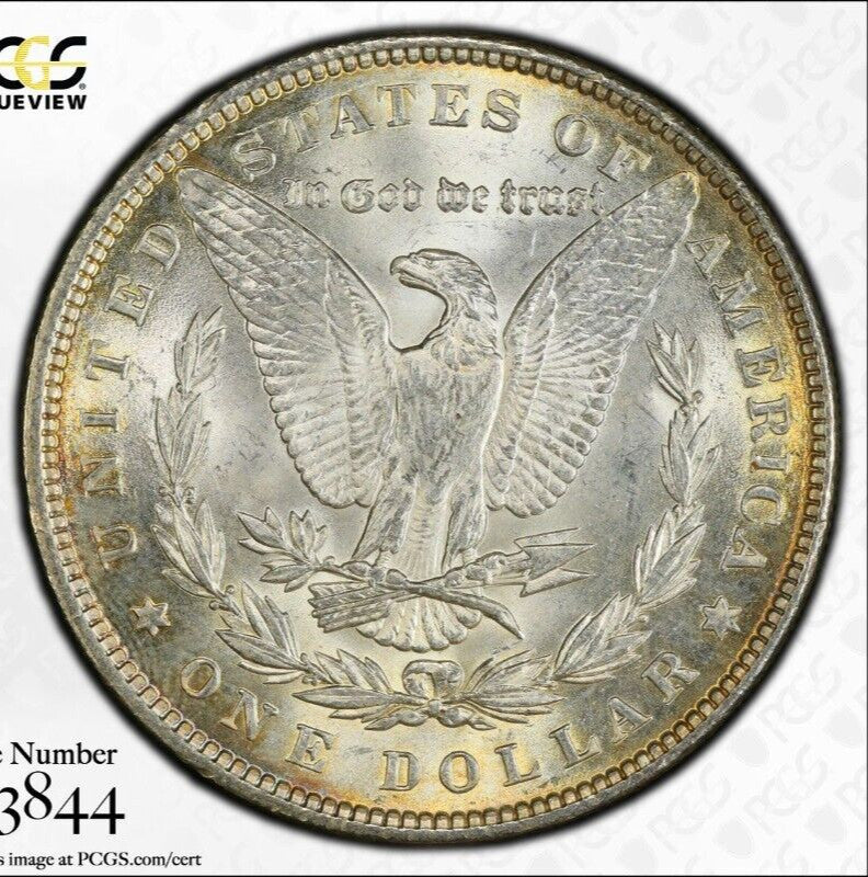 Toned 1889 P MS 63 Morgan Liberty Silver Dollar PCGS Certified Slab 33