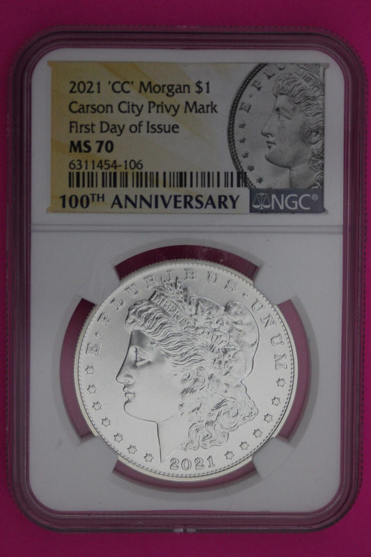 Rare 2021 CC MS 70 Carson City Privy Mark Morgan Silver Dollar NGC 1rst Day 626
