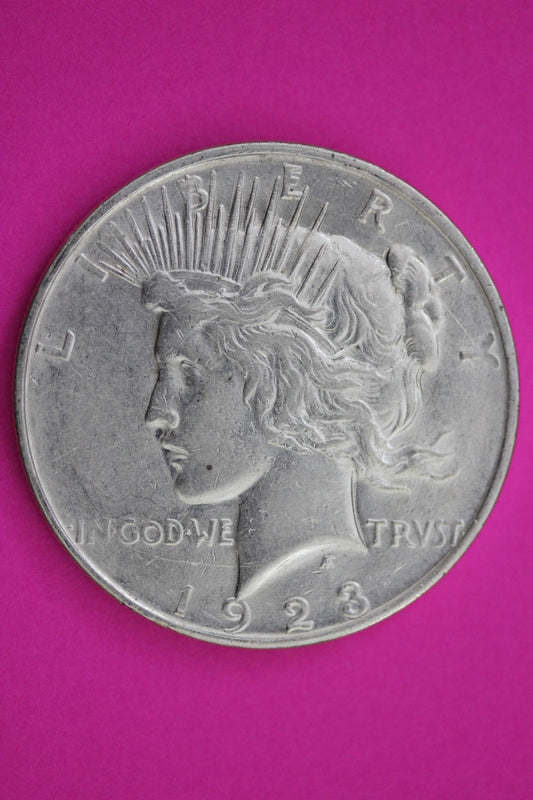 1923 D Peace Silver Dollar LIberty Coin Guaranteed Genuine American Seller 2037