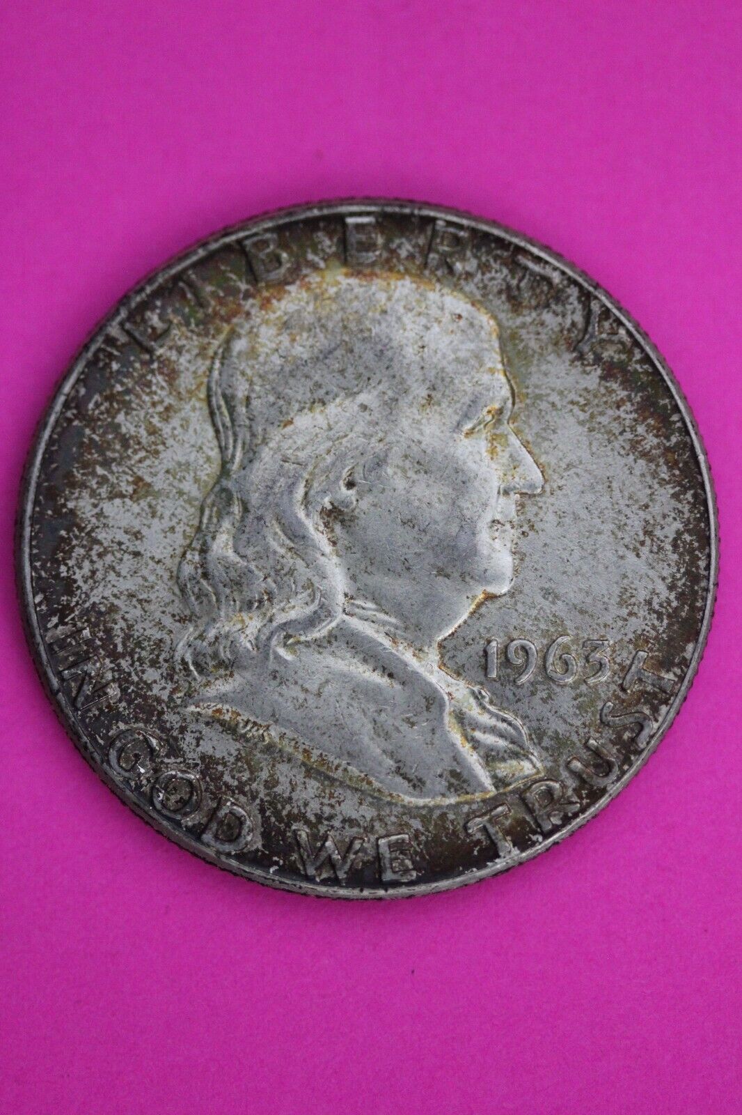 High Grade Toned 1963 P Ben Franklin Silver Half Dollar Exact Coin Shown 06