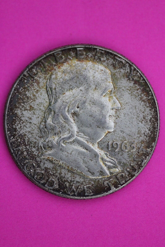 High Grade Toned 1963 P Ben Franklin Silver Half Dollar Exact Coin Shown 06