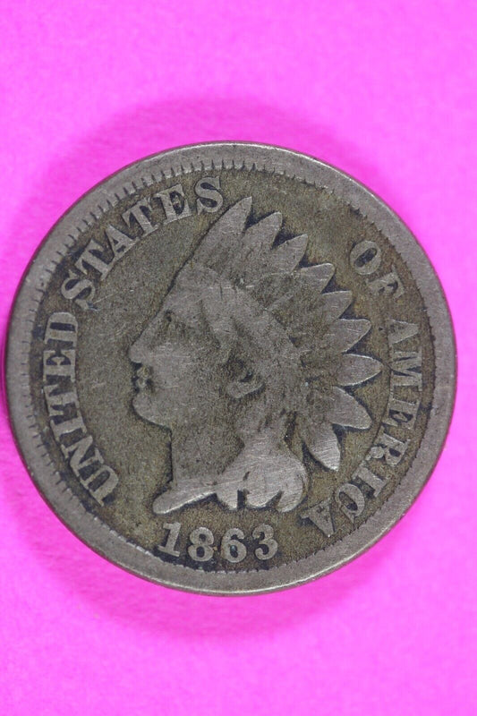 1863 Copper Nickel Indian Head Cent Penny Rare Type Coin Exact Coin Pictured 274