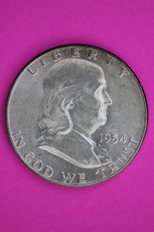 1954 P FBL Full Bell Lines Ben Franklin Half Dollar Silver Coin Authentic 1790
