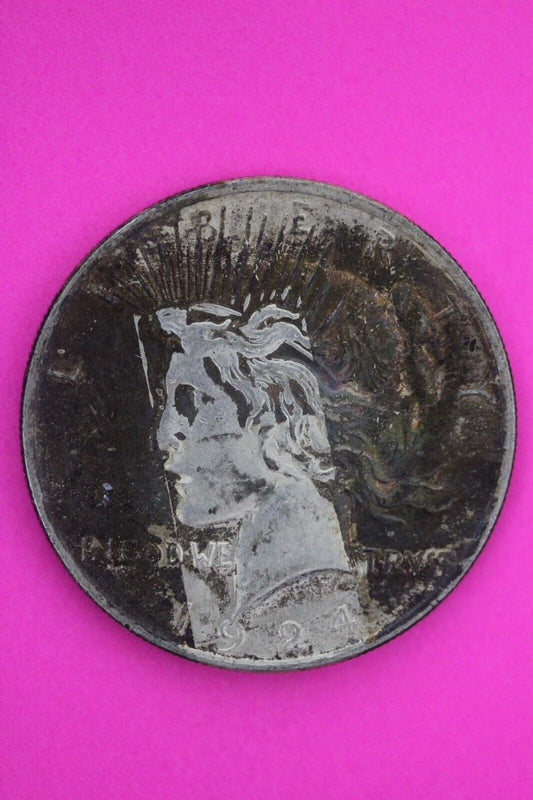 Toned 1924 P Liberty Peace Silver Dollar Philadelphia Mint Coin 110