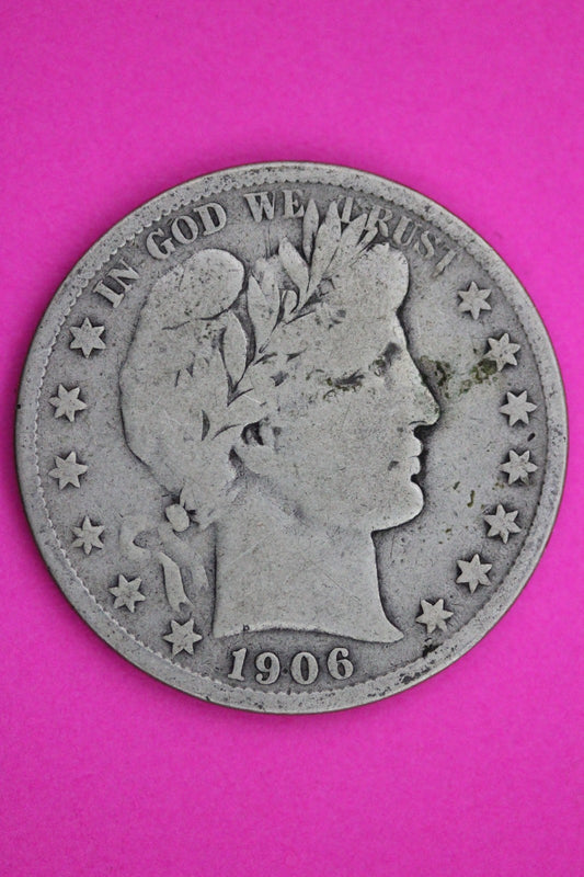 1906 S Barber Liberty Silver Half Dollar Guaranteed Authentic Genuine Coin 2329