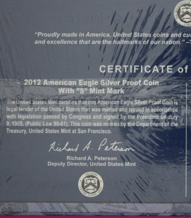 Mint Sealed 2012 Coin & Currency Set Proof 1 OZ Silver Eagle & $5 Note COA 9014