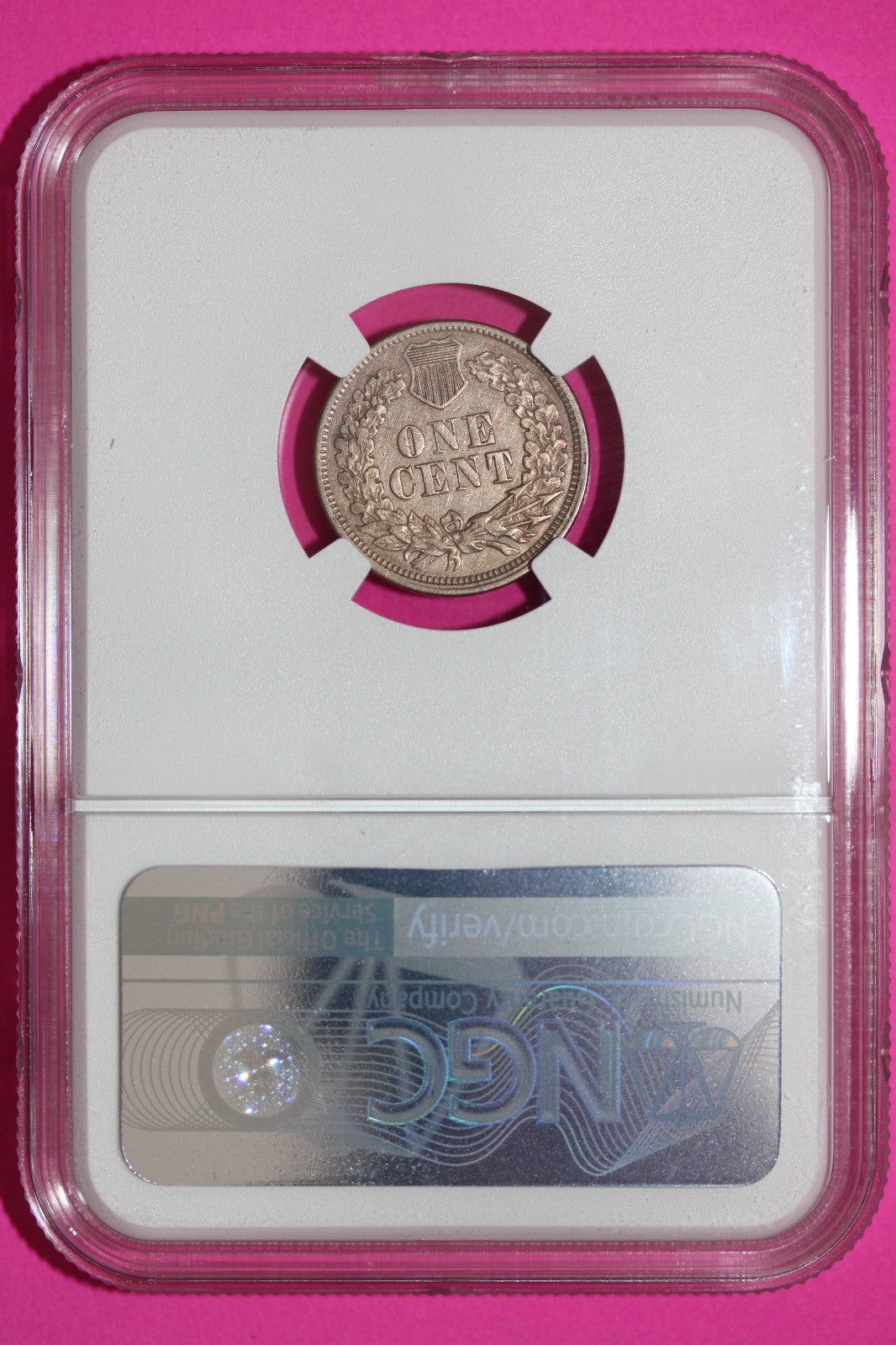 1860 Indian Head Cent Penny AU Details Cleaned NGC Certified Authentic Slab 907