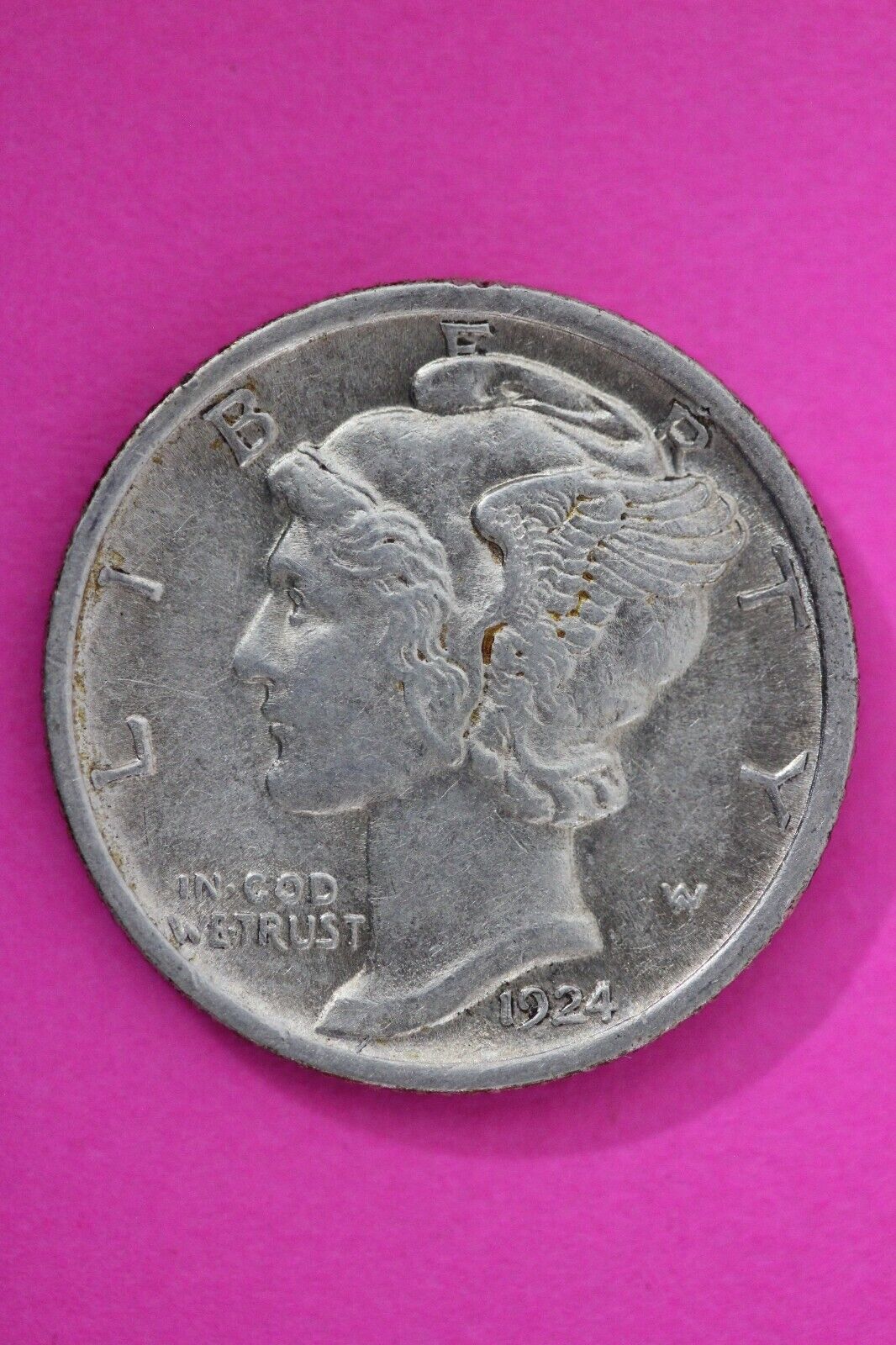 1924 P Mercury Winged Liberty Dime Semi Key Date Exact Same Coin In Pics 60