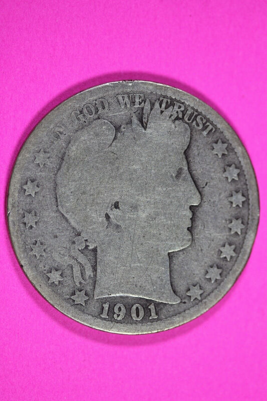 1901 S Barber Liberty Half Dollar Scarce Semi Key Date Coin San Francisco 266