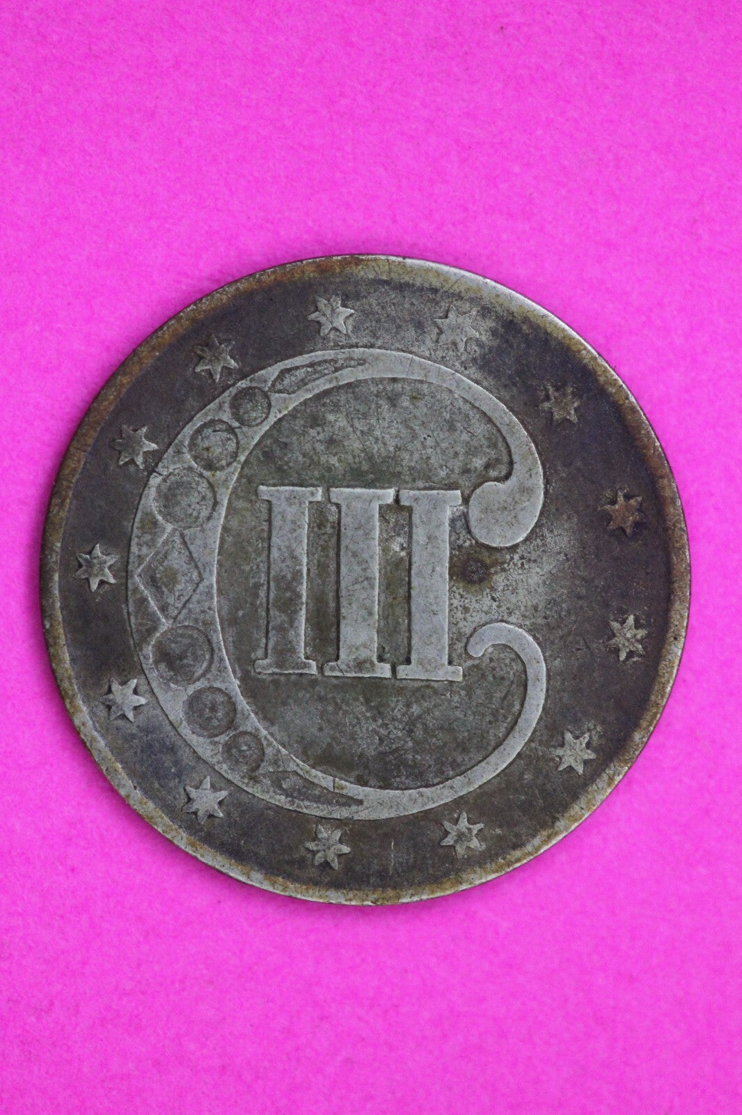 1852 P Trime 3 Three Cent Silver Dime Coin Guaranteed Authentic & Genuine 0705N