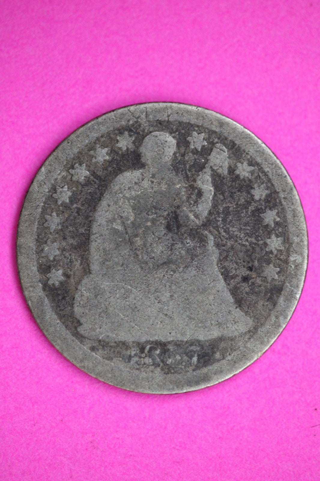 1857 P Seated Half Dime Silver Exact Coin Shown Filler Damaged Bent 2740