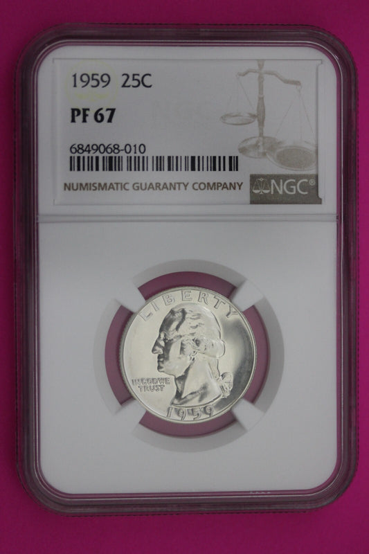 1959 PF 67 Proof Washington Silver Quarter NGC Certified Graded Authentic 254
