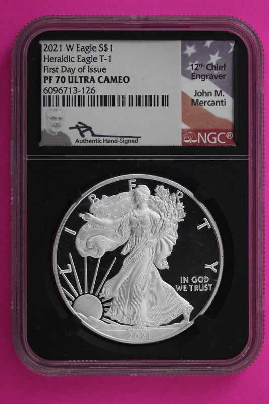 2021 W T1 PF 70 Silver Eagle NGC Mercanti Sig Certified Graded Authentic 349