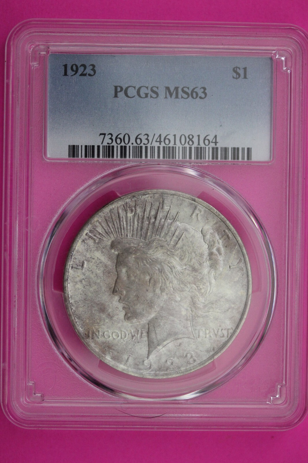 1923 P MS 63 Liberty Peace Silver Dollar PCGS Certified Authentic Graded 335