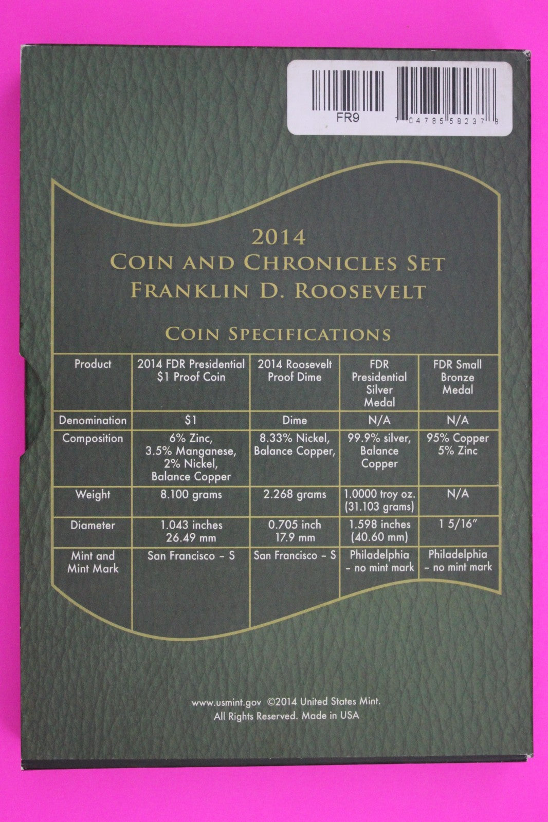 Gem 2014 Franklin Roosevelt Coins & Chronicles Set 1 OZ Silver Box & COA 7067