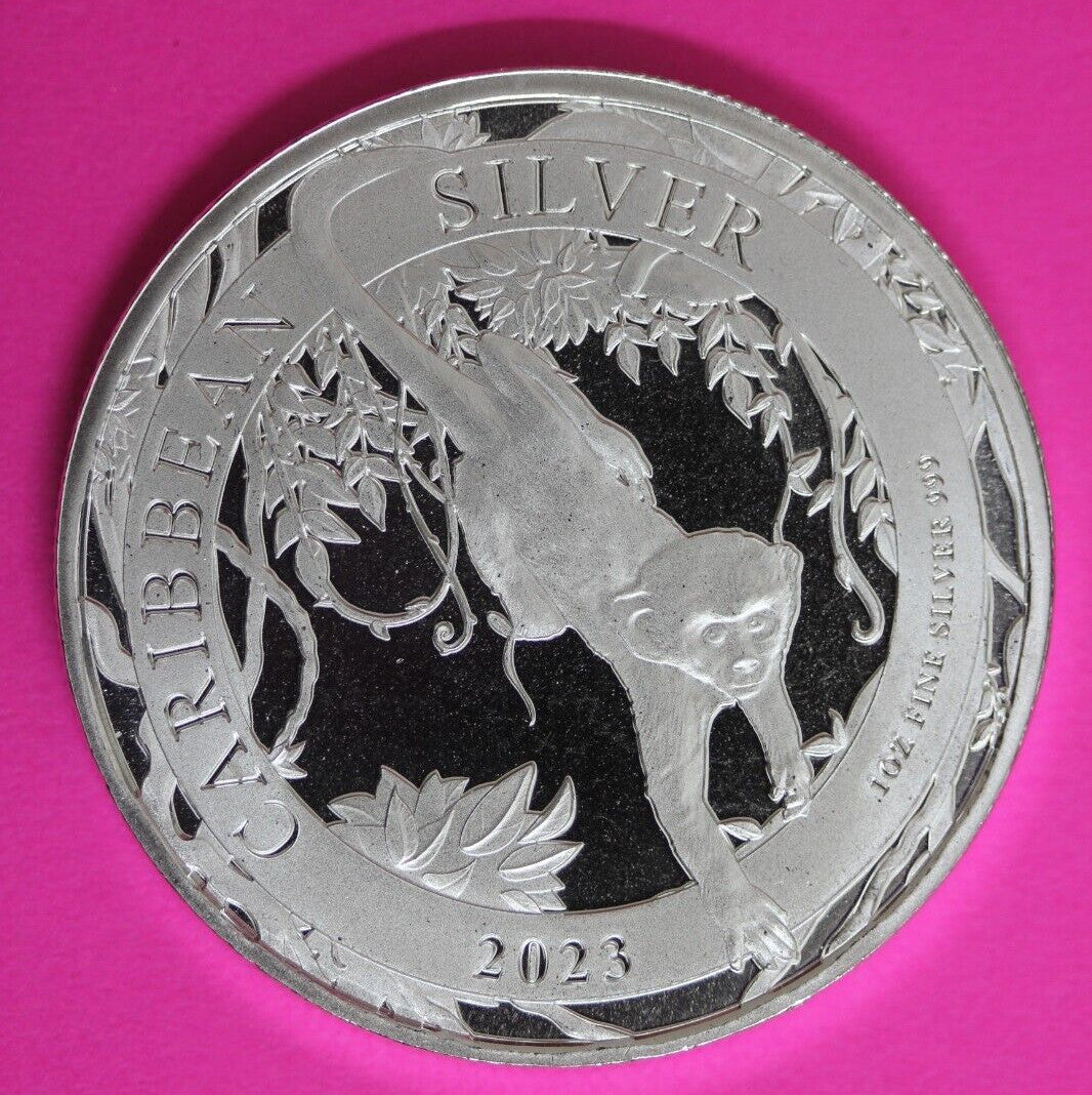 Gem BU 2023 Barbados Monkey 1 OZ Silver Coin .999 Fine $1.00 Same Coin In Pic 12