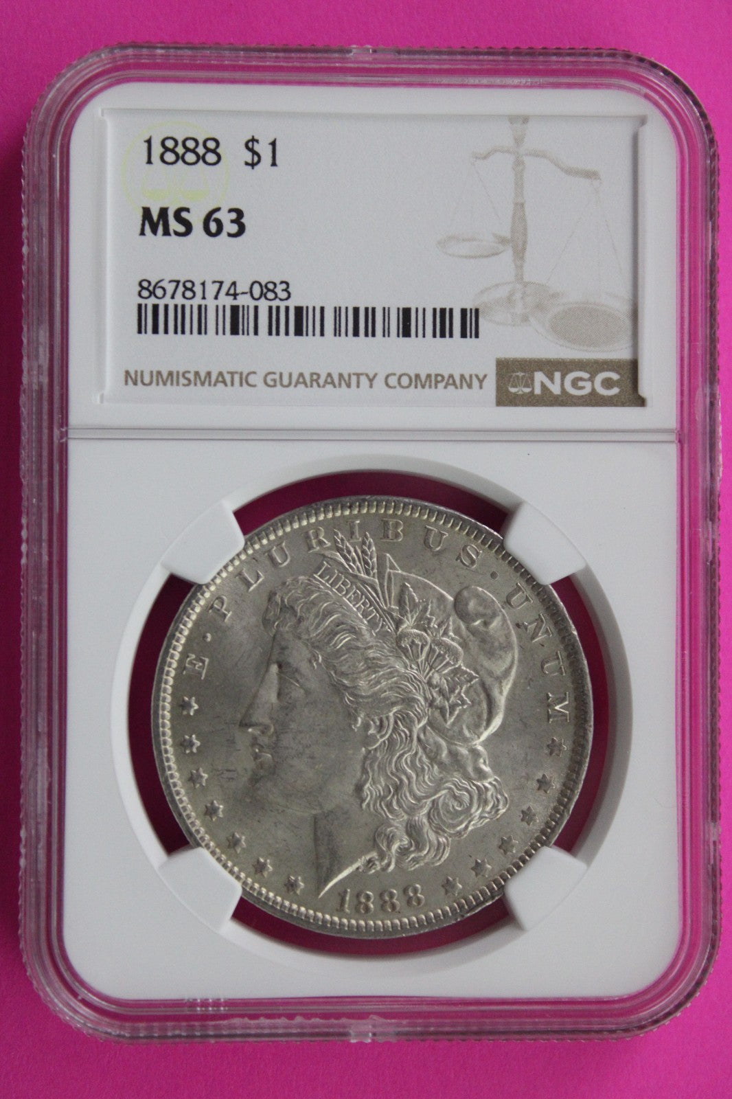 1888 P MS 63 Liberty Morgan Silver Dollar NGC Certified Graded Authentic 822
