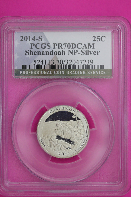 2014 S PR 70 Silver Quarter Shenandoah Park ATB PCGS Graded Certified Slab 840