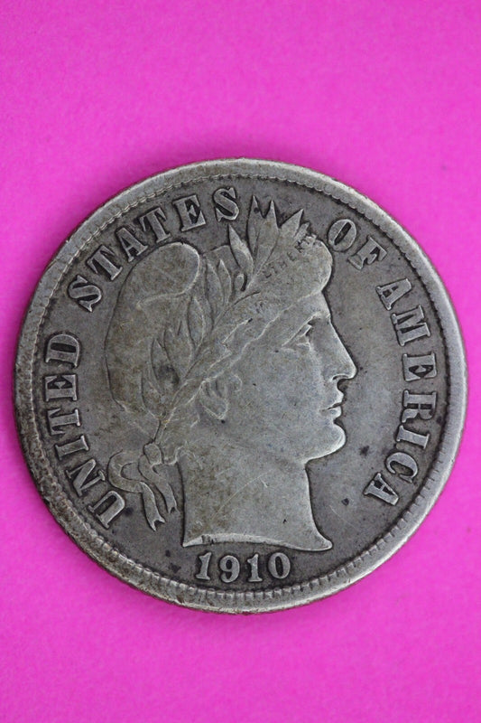 High Grade 1910 P Barber Liberty Dime Semi Key Date Silver Coin Philadelphia 09