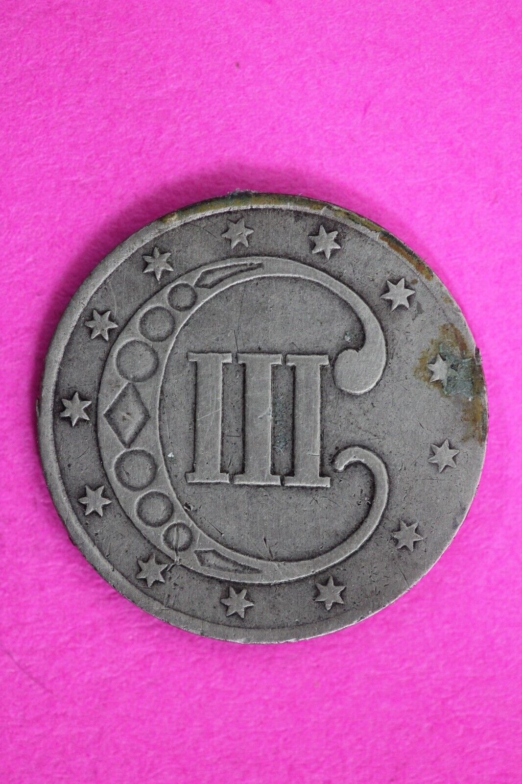 High Grade 1853 Trime 3 Three Cent Silver Dime Rare Semi Key Date Coin 129