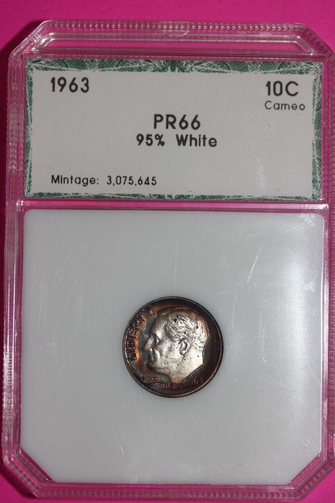 Toned 1963 Proof Silver Roosevelt Dime Guaranteed Authentic & Genuine 1243