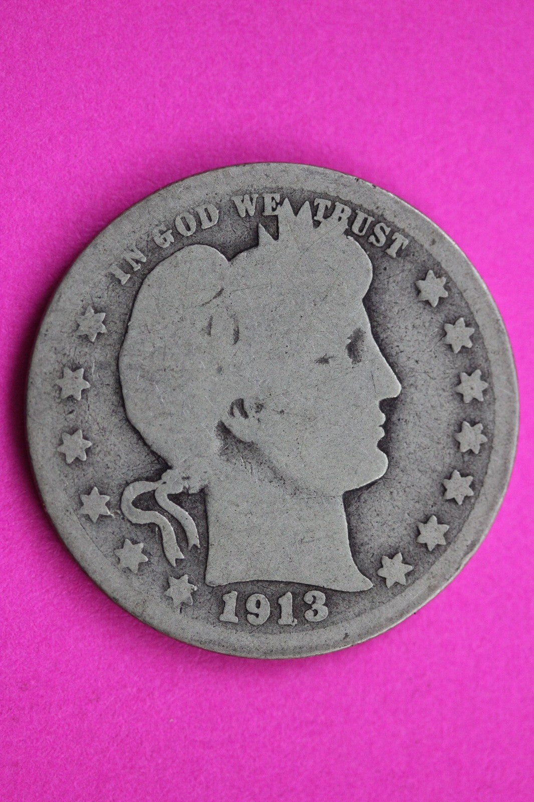 1913 P Barber Liberty Silver Quarter Scarce Guaranteed Authentic Rare Coin 0897