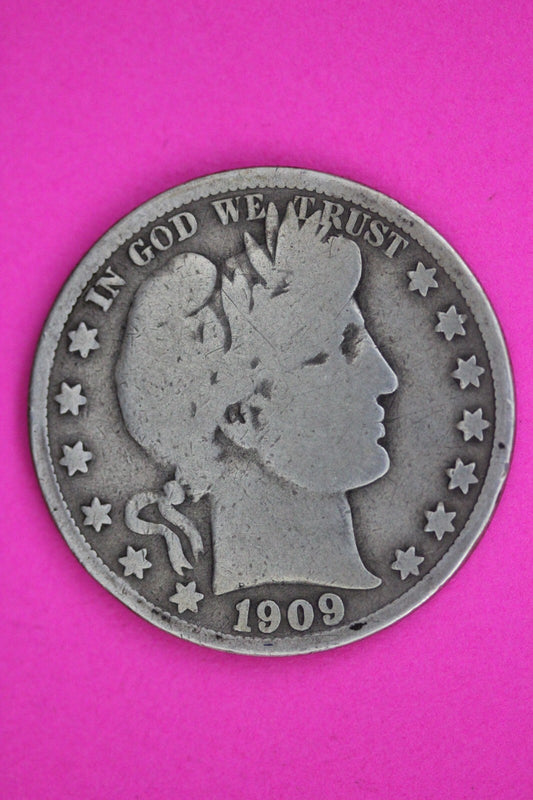 1909 Inverted S Barber Liberty Half Dollar Silver Coin Guaranteed Authentic 1481