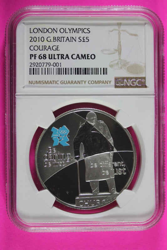 2010 PF 68 Great Britain London Olympics Courage £5 NGC Certified Graded 497