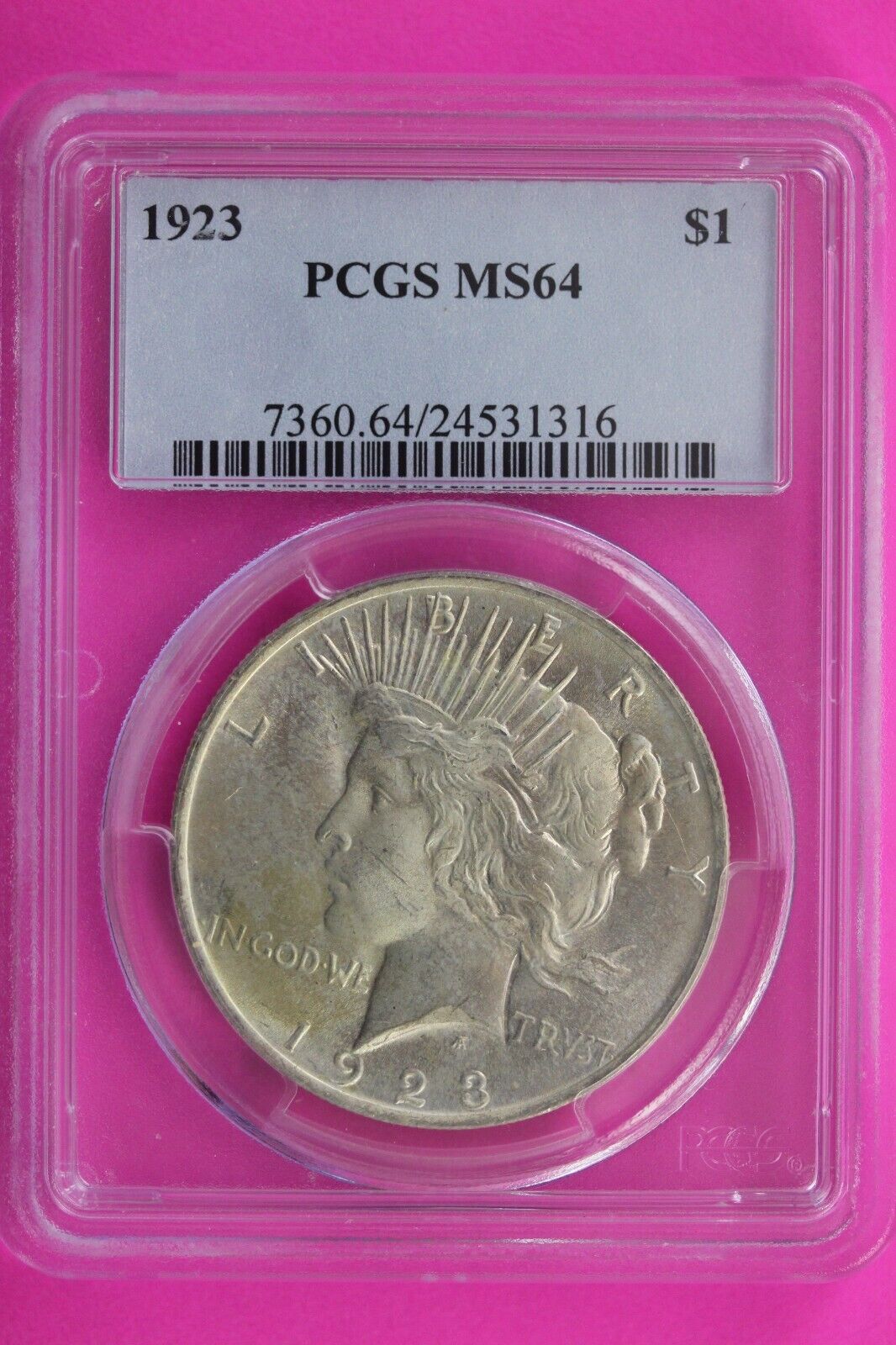 1923 P MS 64 Liberty Peace Silver Dollar PCGS Certified Authentic Graded 703