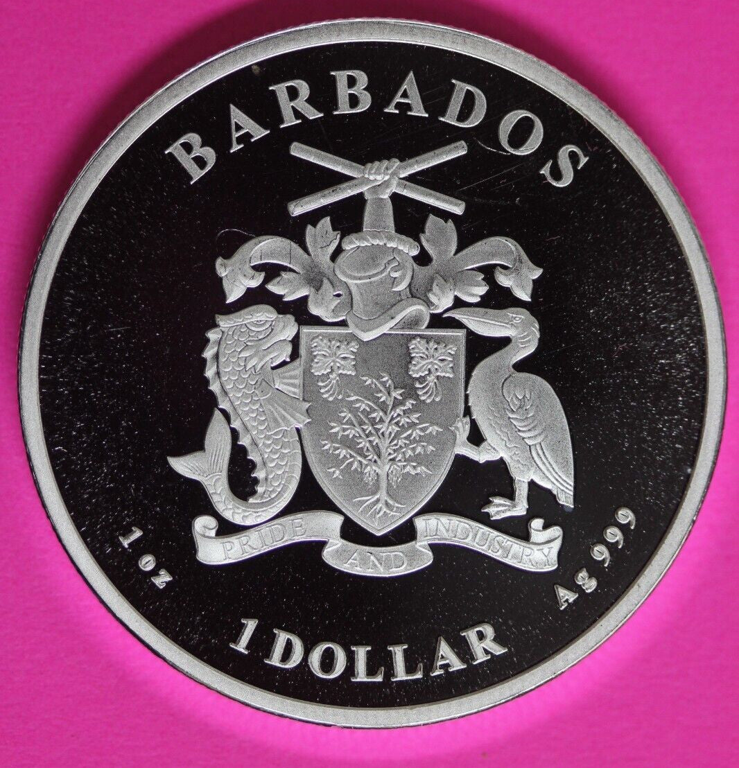 Gem BU 2023 Barbados Monkey 1 OZ Silver Coin .999 Fine $1.00 Same Coin In Pic 31