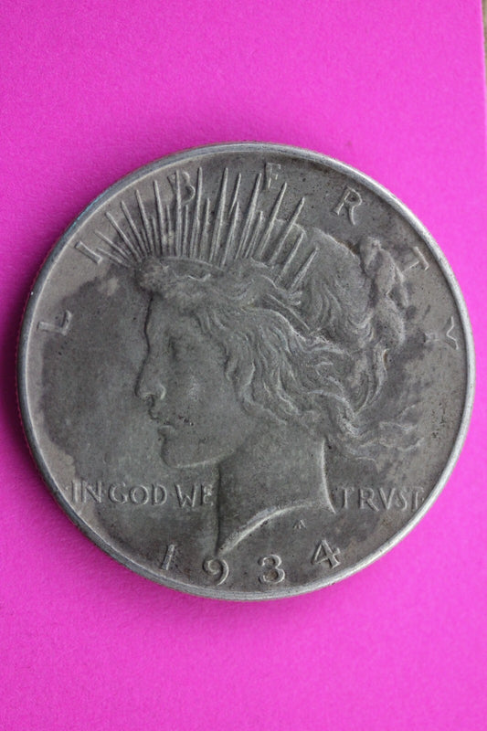 High Grade 1934 P Peace Silver Dollar LIberty Coin Guaranteed Authentic 0350N