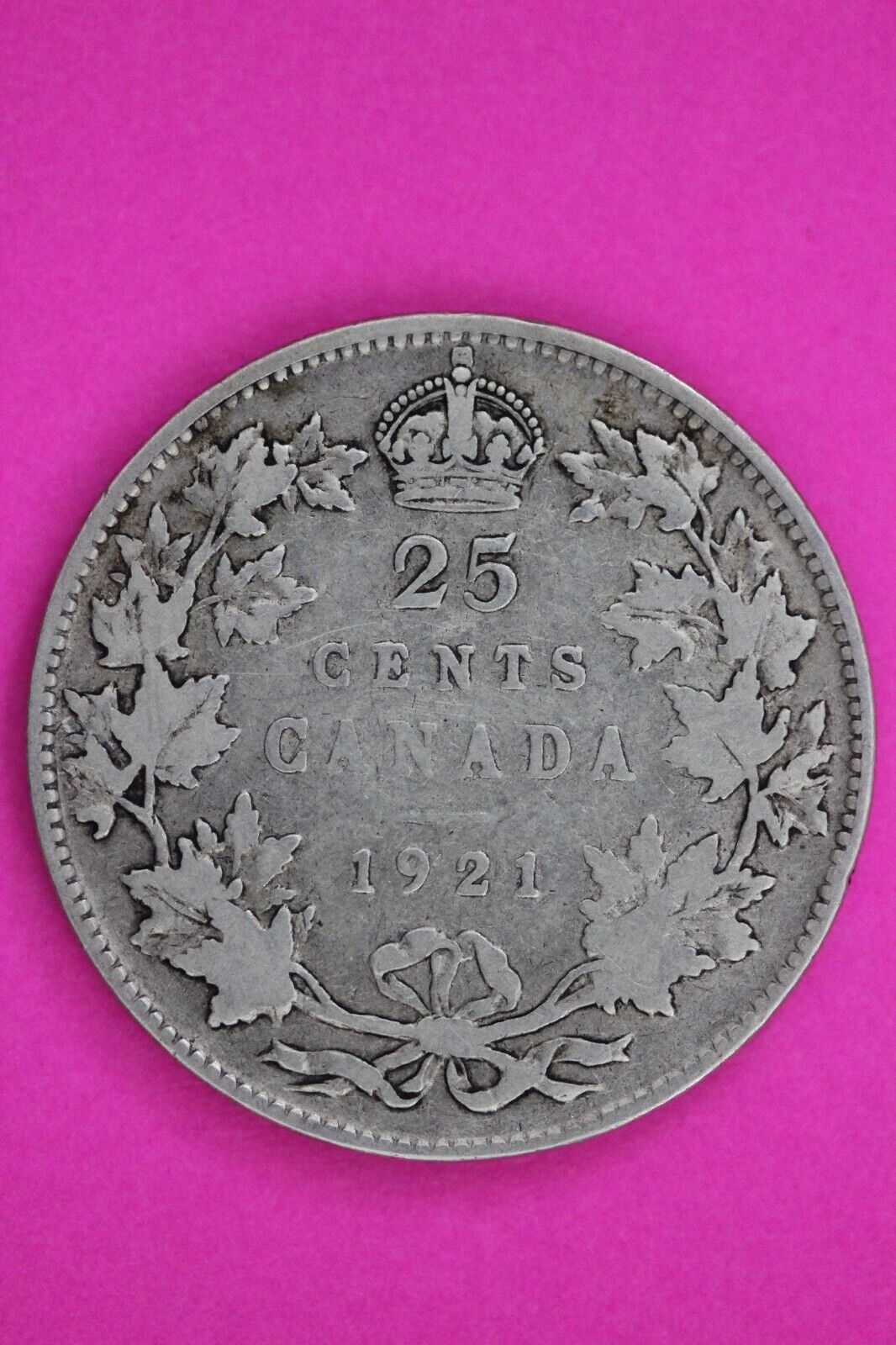 1921 Canada Silver Quarter Scarce Semi Key Date Coin .800 Fine 1/4 Dollar 133