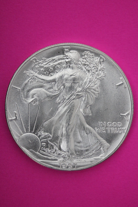 Gem BU 1987 American Silver Eagle Key Date 1 Ounce .999 Exact Coin Shown 48