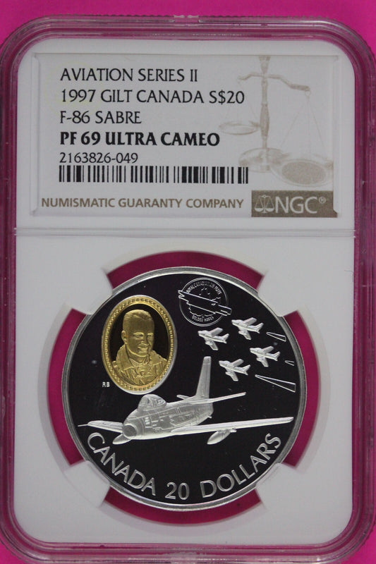 1997 PF 69 Ultra Cameo Canada Aviation Series F-86 Sabre $20 NGC Slab 1068