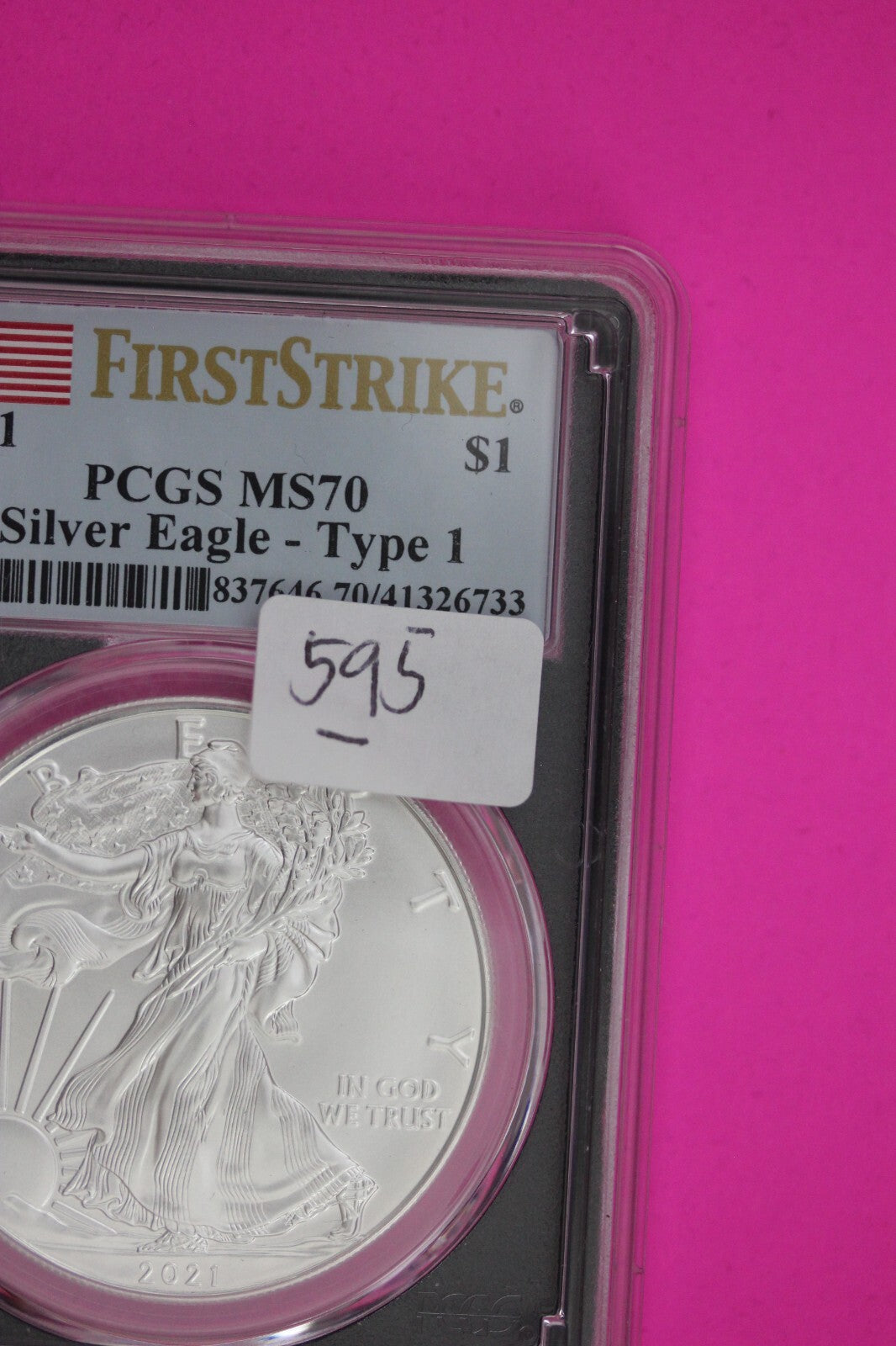 2020 MS 70 Silver Eagle Coin 1 OZ .999 PCGS Certified Graded Authentic Slab 595