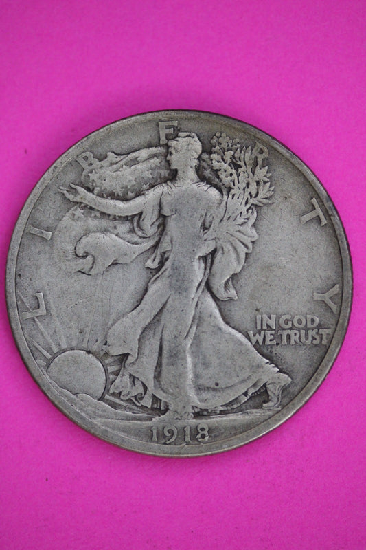 1918 D Walking Liberty Half Dollar Silver Guaranteed Authentic Genuine Coin 2945