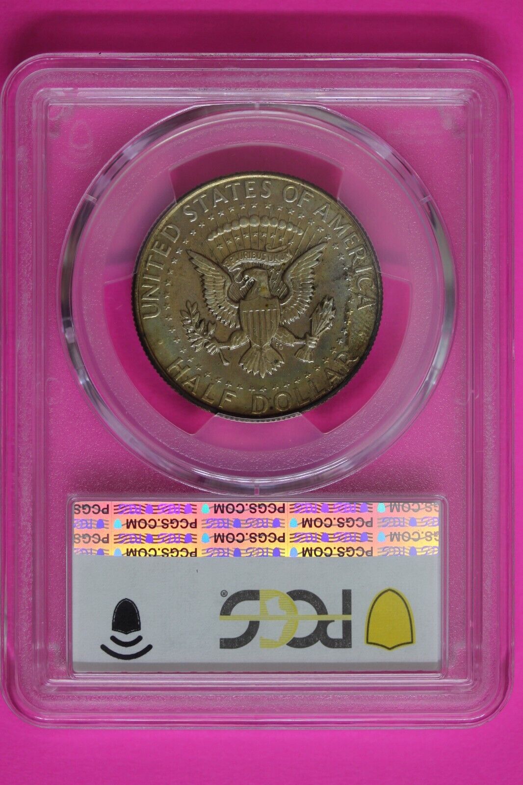 Trueview Rainbow TONED 1967 MS 65 John Kennedy Half Dollar PCGS Slab OCE 1549