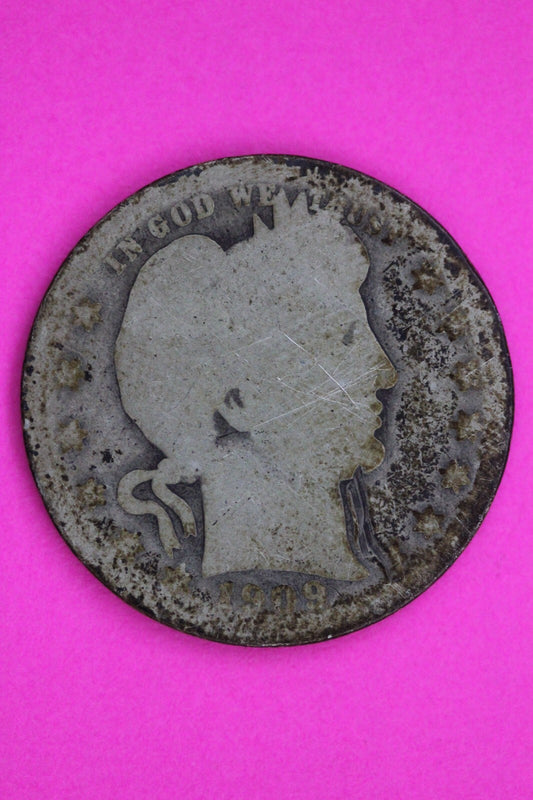 1909 O Barber Liberty Silver Quarter Guaranteed Authentic & Genuine Coin 1382