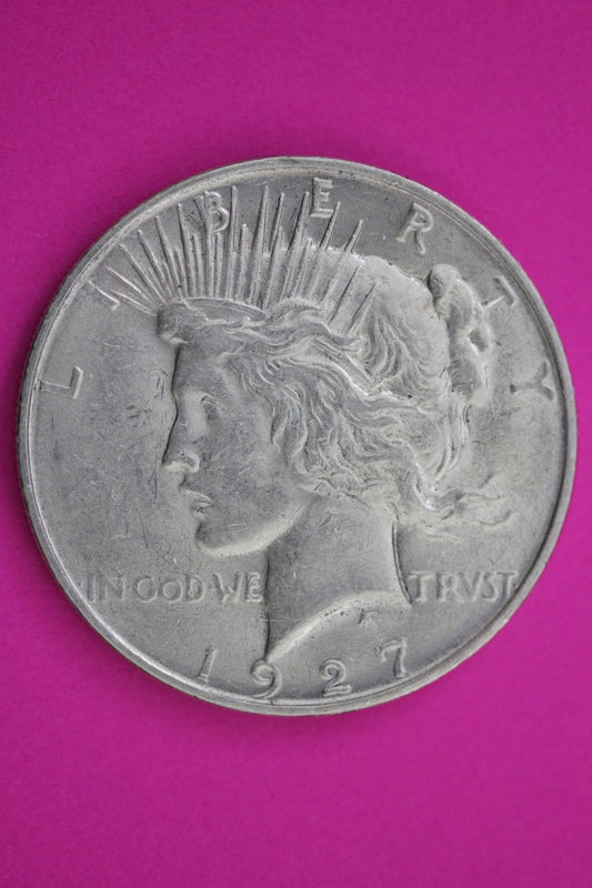 1927 D Peace Silver Dollar LIberty Coin Guaranteed Genuine American Seller 1995