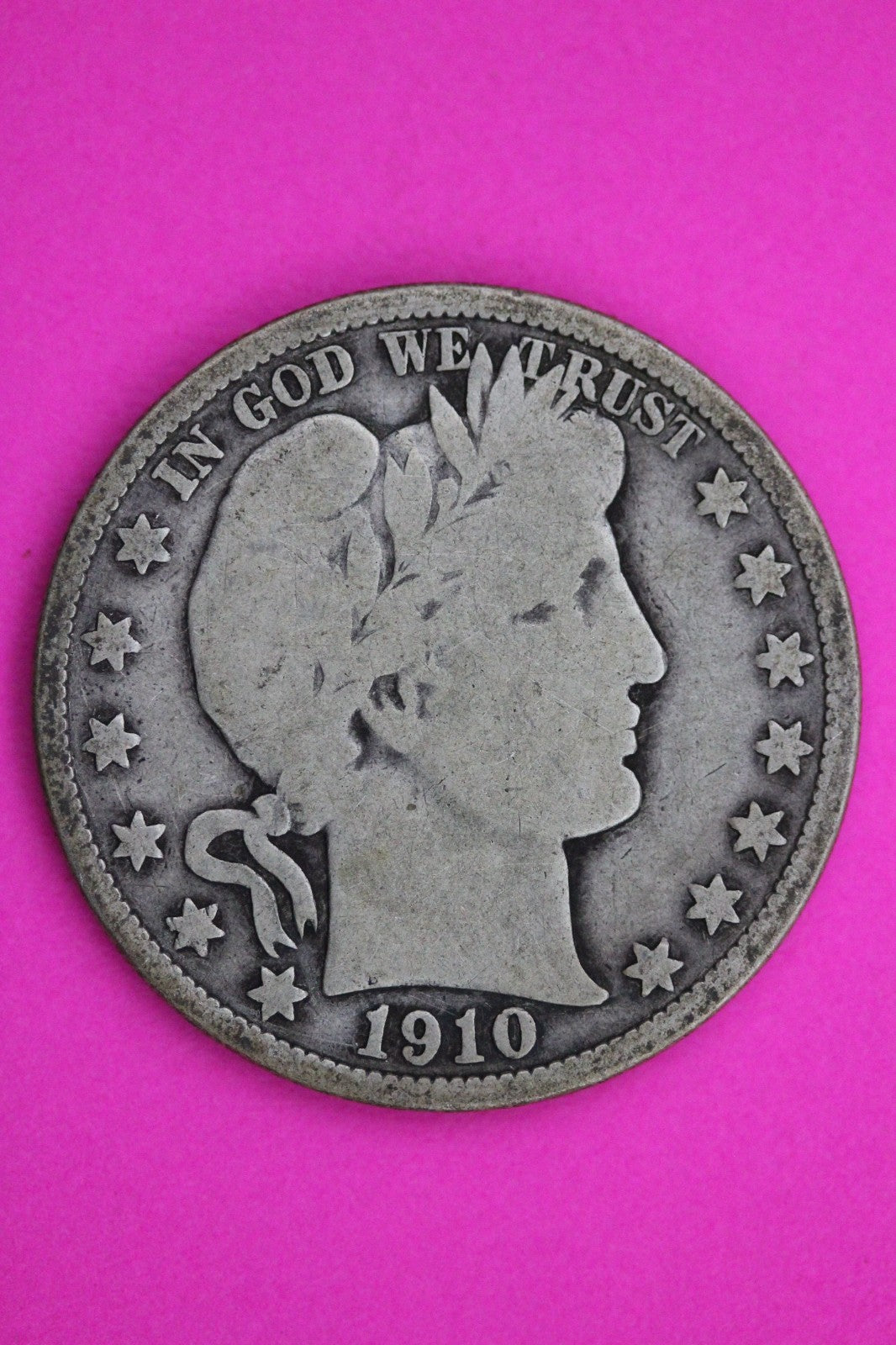 1910 P Barber Liberty Silver Half Dollar Guaranteed Authentic Genuine Coin 2286