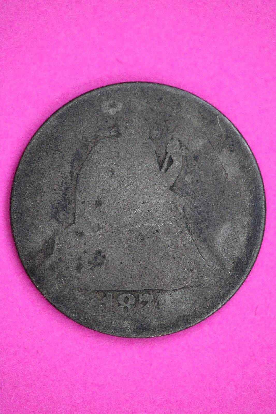 1874 P Seated Dime Silver Exact Coin Shown Low Grade Filler Damaged Bent 2755