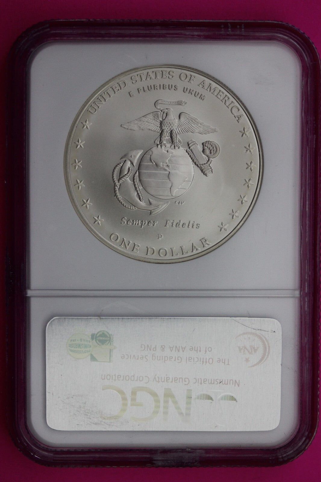 2005 P MS 70 Marines Commemorative Silver Dollar NGC Graded Authentic Slab 308