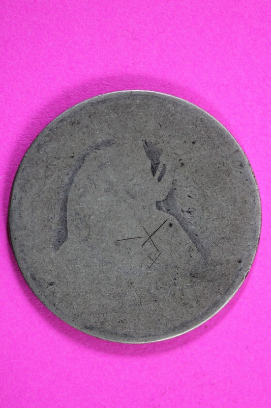 No Date Seated Liberty Half Dollar Silver Exact Coin In Pics Low grade 2-13