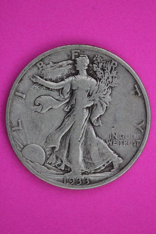 1933 S Walking Liberty Half Dollar Scarce Semi Key Date Silver Coin 154