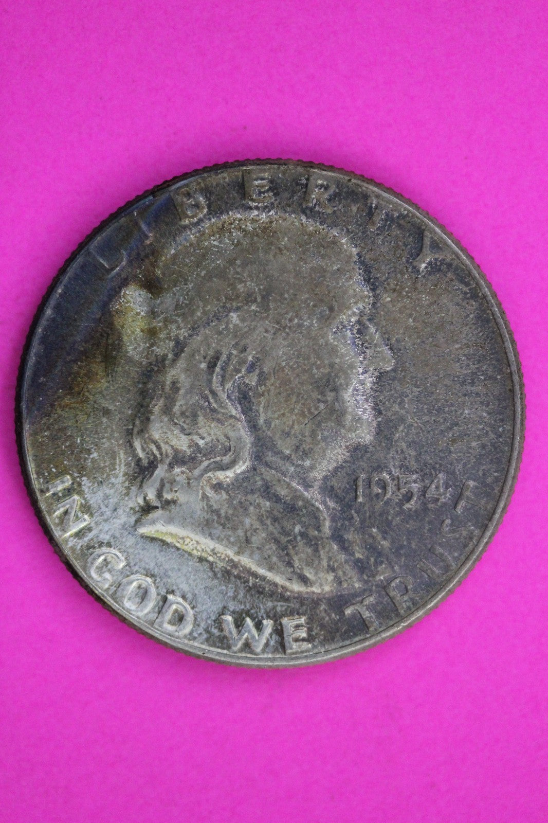 Mint Error 1954 P Die Break at Bell Ben Franklin Half Dollar Silver Coin 1793