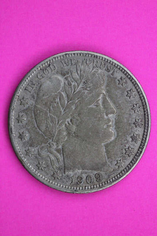 1909 P Barber Liberty Half Dollar Scarce Semi Key Date Silver Coin 240