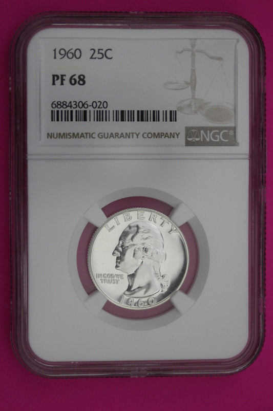 1960 PF 68 Proof Washington Silver Quarter NGC Certified Graded Authentic 256
